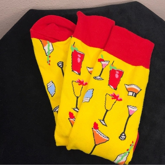 Mens Fun Colorful Socks Martini Bartender Gift Retro Vacation Rockabilly - Picture 2 of 4